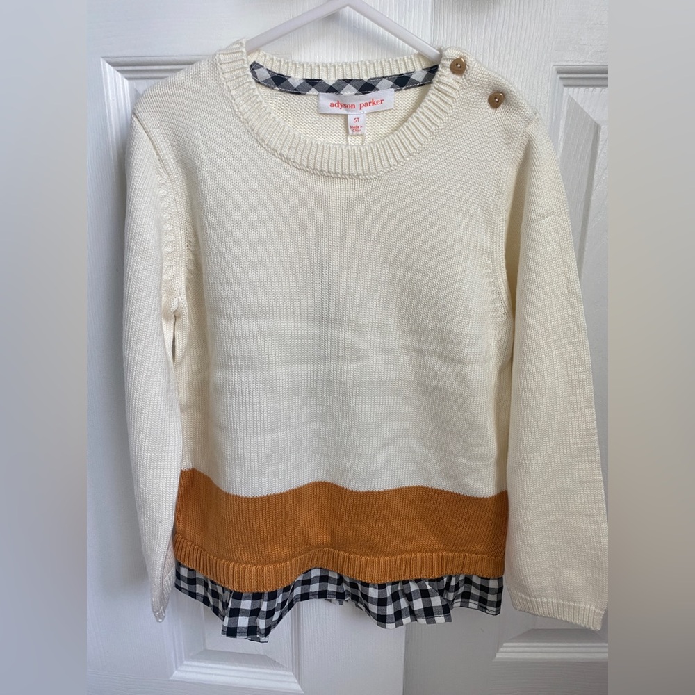 NWT Adyson Parker Long Sleeve Dijon Combo Plaid Sweater for Girls